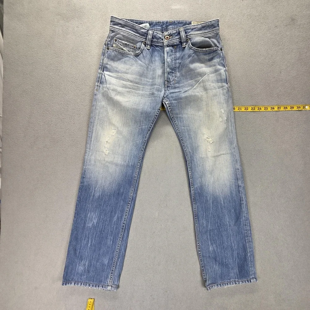 Diesel Jeans Mens 29x32 Blue Safado Regular Slim Straight Altered Hem 0810N